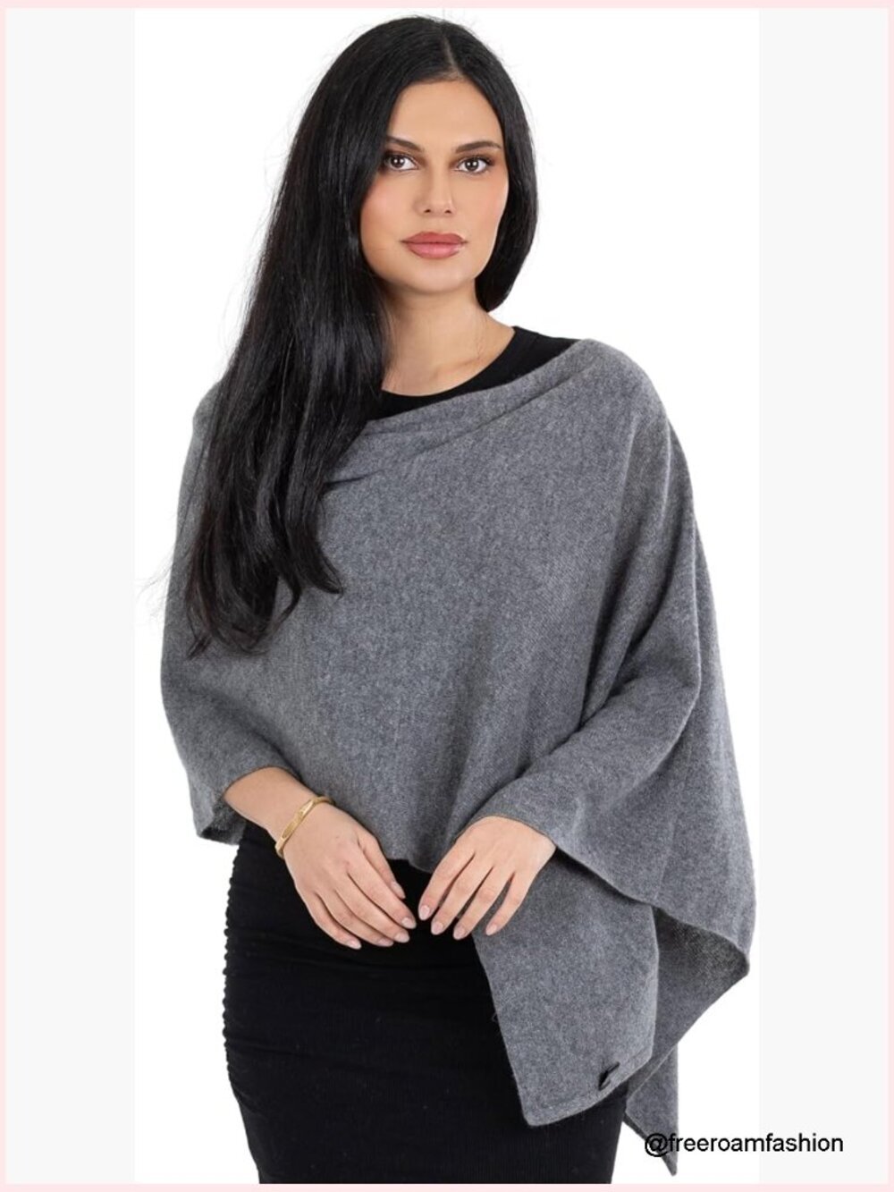 100% Mongolian Cashmere Knitted Poncho Dress Topper Wrap